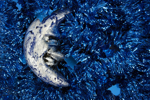Blue xmas background with moon - Photo, Image