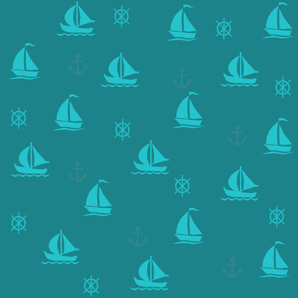 nautical background. boat and helm - Vector, Image