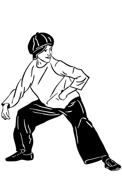 A sketch of boy of hooligan is in a black cap - Διάνυσμα, εικόνα