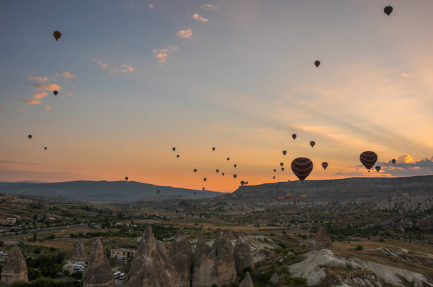 Hot Air Balloons over Cappadocia - Fotoğraf, Görsel