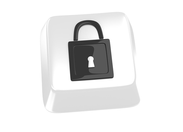 Lock icon in black on white computer key - Photo, Image