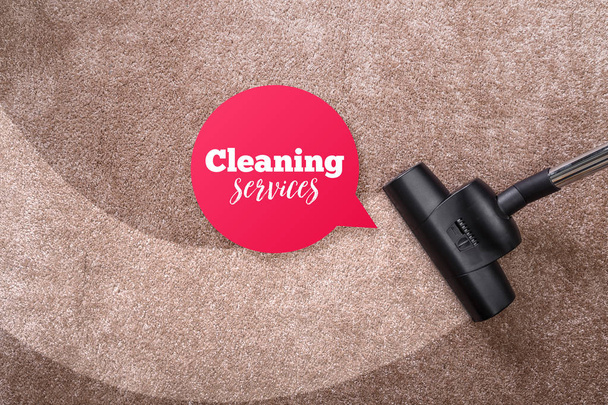 Vacuuming carpet with vacuum cleaner. Housework. - Foto, Imagem
