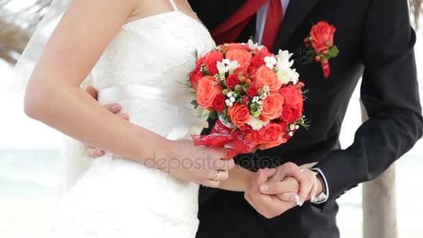 Bride And Groom Wedding In Red Colors - Footage, Video