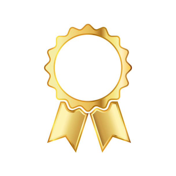Golden medal icon with ribbon. Vector illustration. - Vektor, obrázek