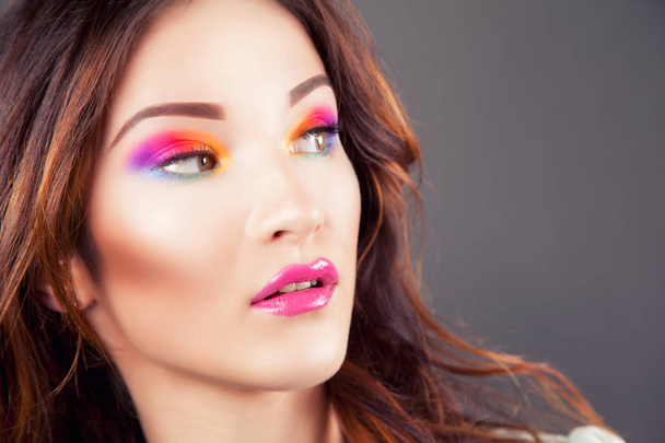 Beautiful young woman with vivid makeup  - Foto, Imagem