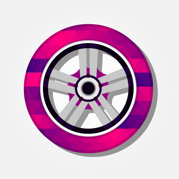 Neumático con triángulos coloridos
 - Vector, imagen