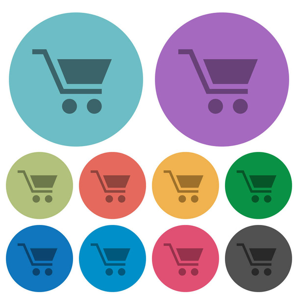 Empty shopping cart color darker flat icons - Vector, Image