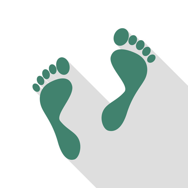 Foot prints sign. Veridian icon with flat style shadow path. - Вектор, зображення