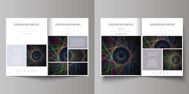 Business templates for bi fold brochure, magazine, flyer, booklet or report. Cover design template, abstract layout in A4 size. Bright color lines, colorful beautiful background. Perfect decoration. - ベクター画像