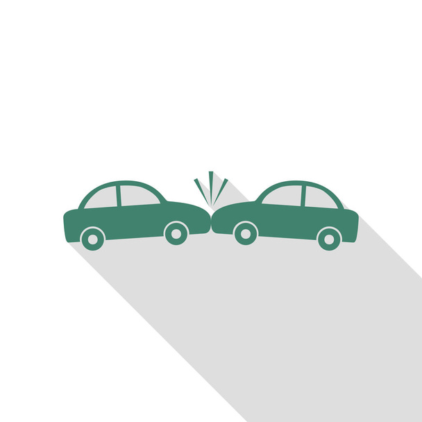 Crashed Cars sign. Veridian icon with flat style shadow path. - Vector, Image