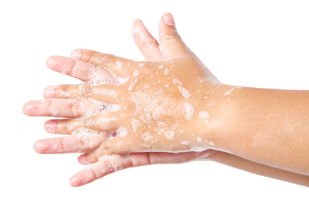 Hands washing with bubble soap. - Fotografie, Obrázek