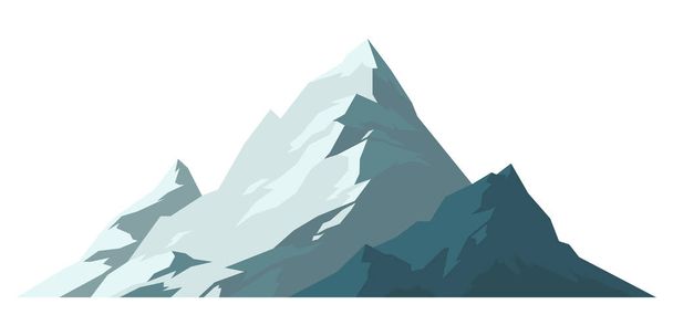 Mountain mature silhouette element outdoor icon snow ice tops and decorative isolated camping landscape travel climbing or hiking geology vector illustration. - Vecteur, image