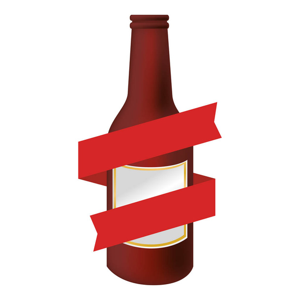 χρώμα σιλουέτα με μπουκάλι μπύρας με κορδέλα - Διάνυσμα, εικόνα