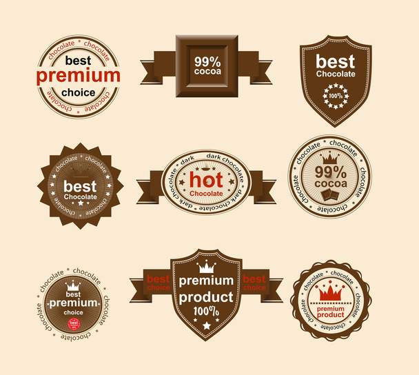 Set of vintage and modern chocolate labels for restaurant and tr - Vector, Imagen