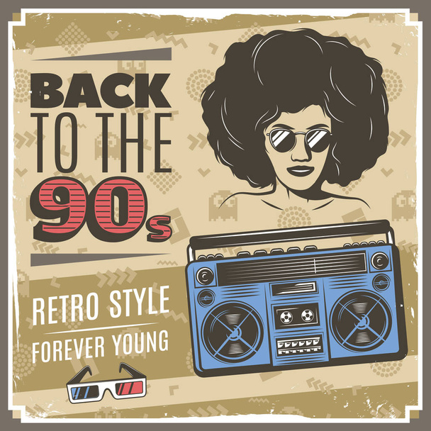 Vintage 90s Style Poster - Vector, Image