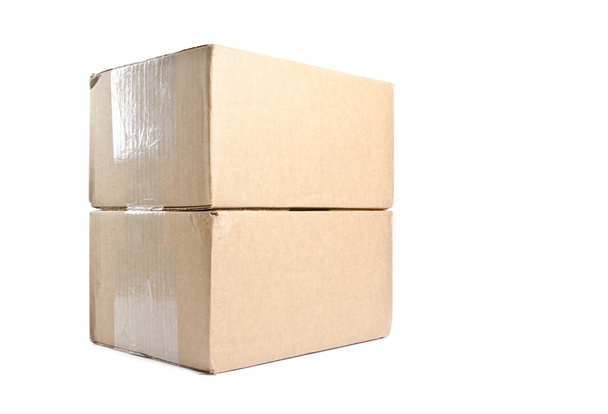 Deux boîtes en carton empilées et isolées
 - Photo, image