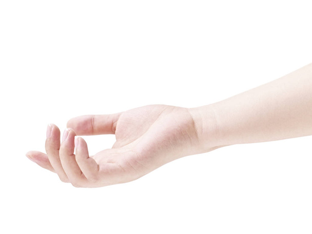 nyugodt, emberi kéz fehér háttér - Fotó, kép