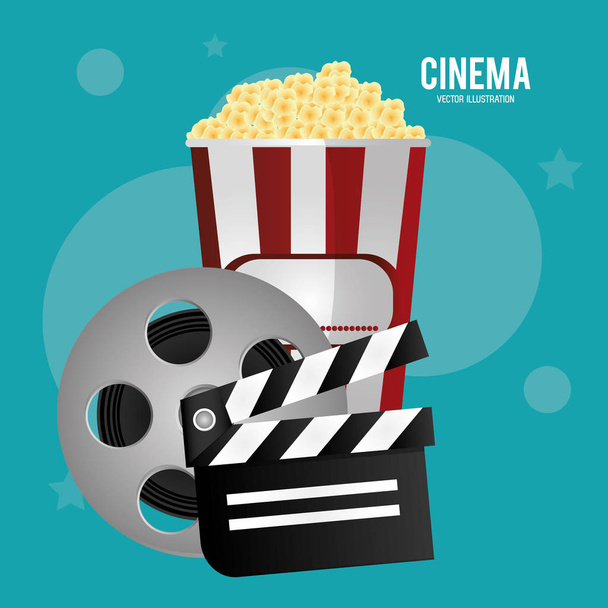 Kino-Rolle Film Popcorn-Klöppel-Film - Vektor, Bild