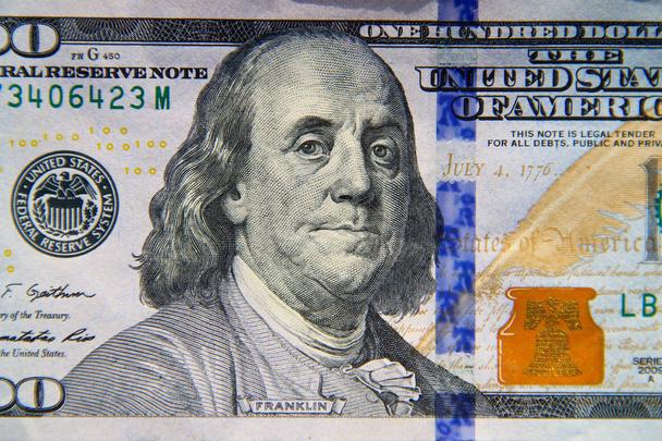 Macro shot of one hundred dollar bill - Photo, Image