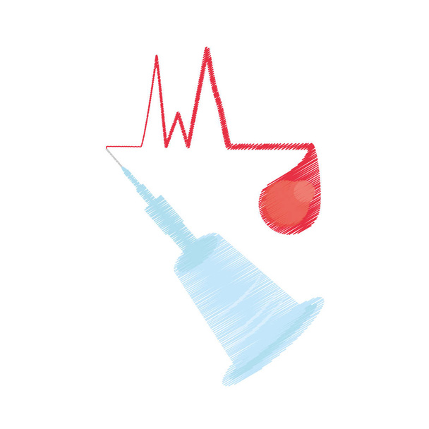 drawing cannula instrument blood donation - Vector, Image