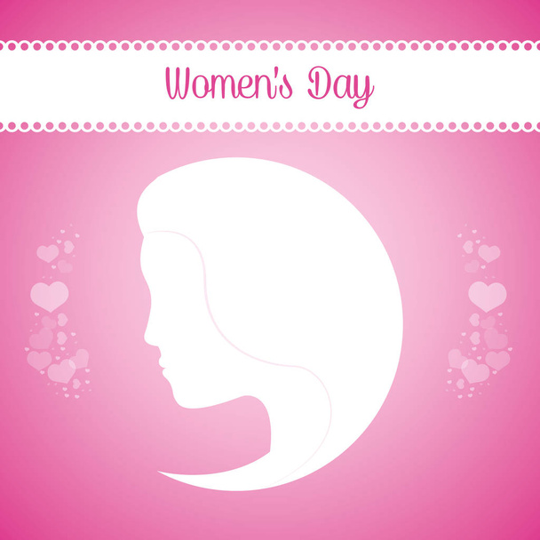 Womens dag meisje silhouet roze achtergrond - Vector, afbeelding