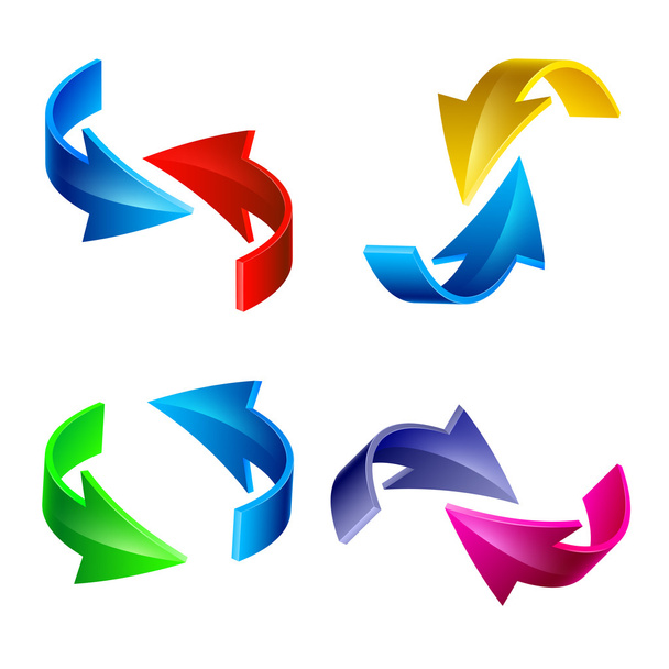 Conjunto de diferentes círculos de flechas de colores aislados en el blanco
 - Vector, imagen