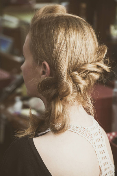 modern loose  braided woman hair - Photo, Image