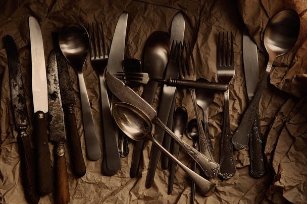 cutlery silverware vintage antiques rusty - Fotografie, Obrázek