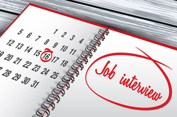 Job Interview Day mark on calendar, vector illustration - Vector, Imagen