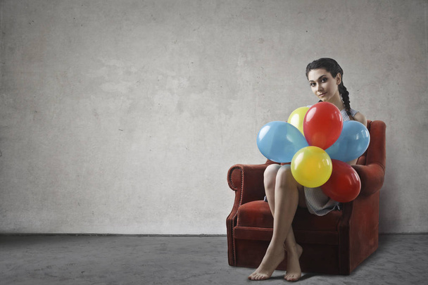 Woman with balloons - Foto, Imagem
