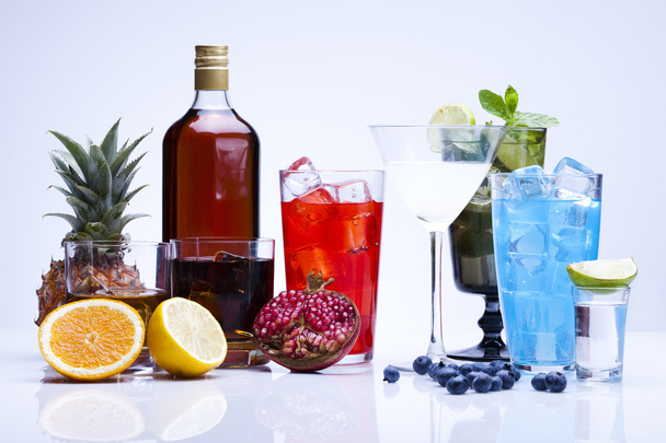 Alcohol drinks set with fruits - Fotó, kép