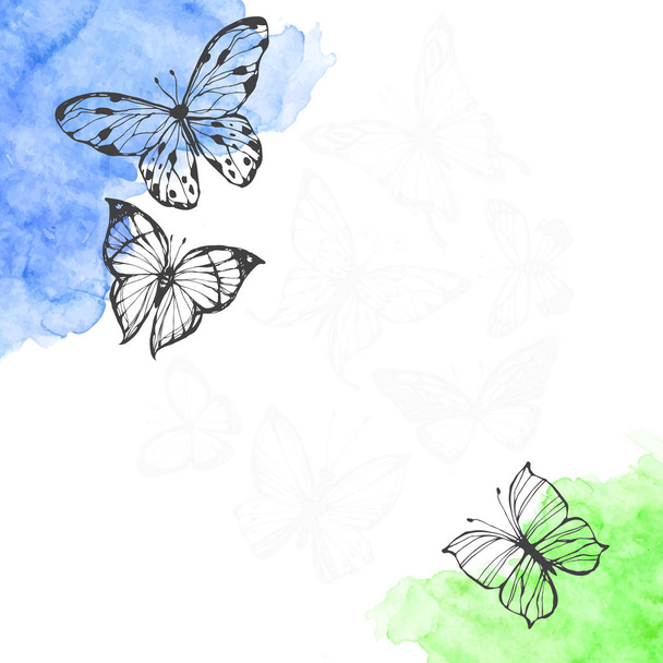 χέρι συντάσσονται πεταλούδες - Διάνυσμα, εικόνα