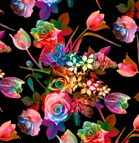 colorful flowers and plant background - 写真・画像