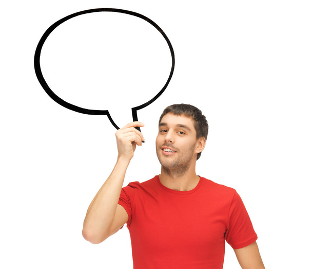 Smiling man with blank text bubble - Photo, image