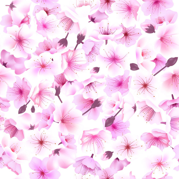 Seamless pattern with cherry blossom, Blossoming Oriental , Sakura Flowering Spring Festival Hanami - Vector, afbeelding