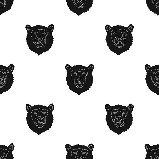 Brown bear muzzle icon in black style isolated on white background. Russian country pattern stock vector illustration. - Vektor, obrázek