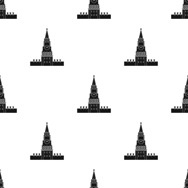 Kremlin icon in black style isolated on white background. Russian country pattern stock vector illustration. - ベクター画像