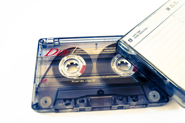  old music tape and cassette on a white background - Photo, Image