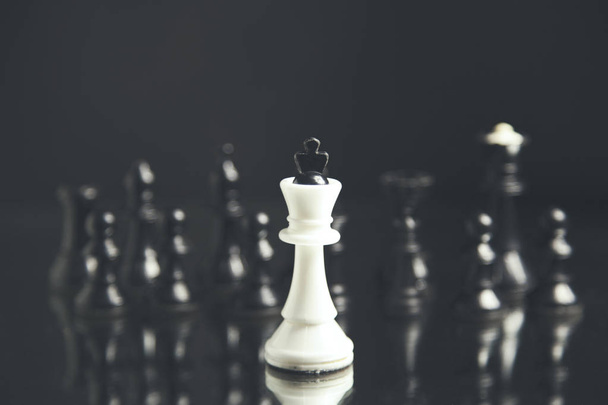 chess pieces on black background - Zdjęcie, obraz