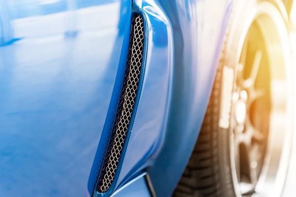 Close up on a blue car - Foto, Imagem