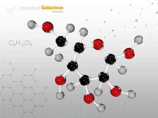 Ilustración de la molécula de azúcar de galactosa. Presente en la leche y los productos lácteos
. - Foto, Imagen