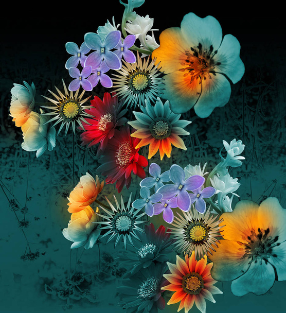 kolorowych kwiatów i roślin podłoże - Zdjęcie, obraz