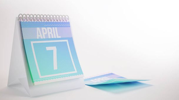 Calendario de colores de moda de renderizado 3D sobre fondo blanco - abril
  - Foto, Imagen