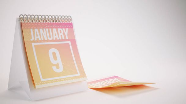 Calendario de colores de moda de renderizado 3D sobre fondo blanco - enero
 - Foto, Imagen