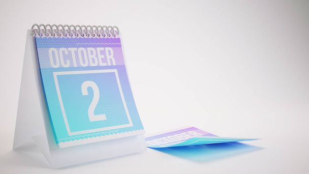 3D render Trendy renkler takvimde beyaz arka plan - Ekim - Fotoğraf, Görsel