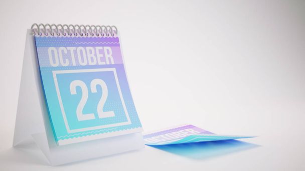 3D render Trendy renkler takvimde beyaz arka plan - Ekim - Fotoğraf, Görsel