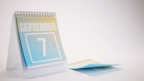 Calendario de colores de moda de renderizado 3D sobre fondo blanco - septiembre
 - Foto, Imagen