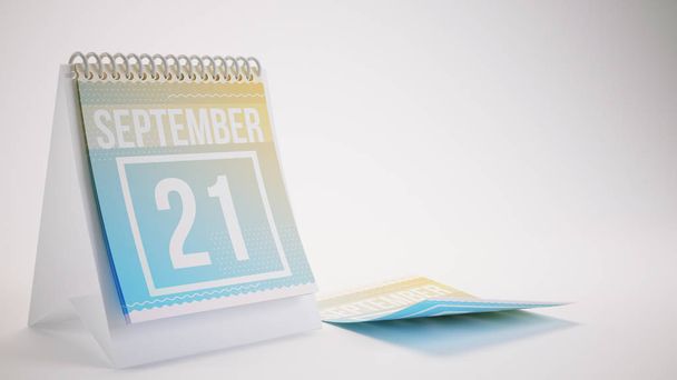 Calendario de colores de moda de renderizado 3D sobre fondo blanco - septiembre
 - Foto, imagen