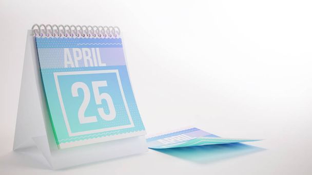 Calendario de colores de moda de renderizado 3D sobre fondo blanco - 25 de abril
 - Foto, Imagen