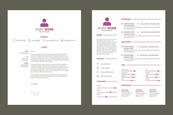 CV Resume fioletowe światło - Wektor, obraz